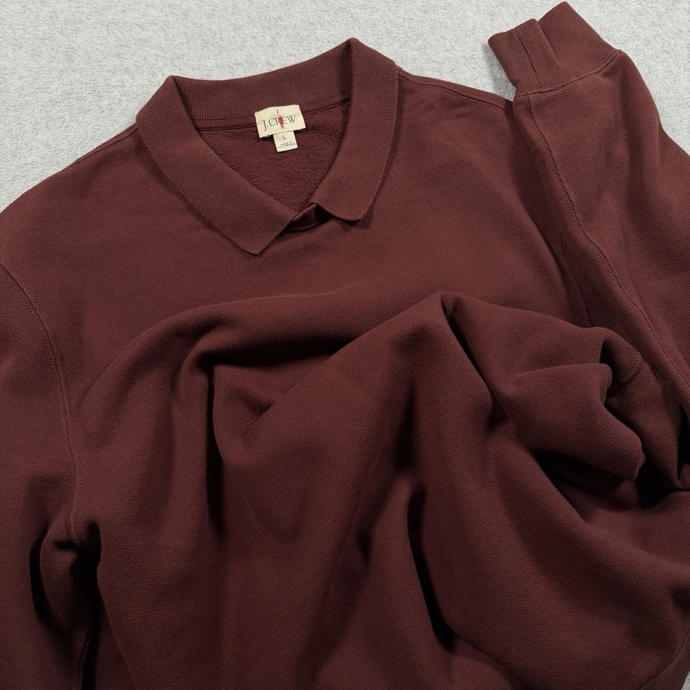 J.Crew Oarsman Sweatshirt Mens Large Maroon Fleece Collared Pullover Preppy NWOT